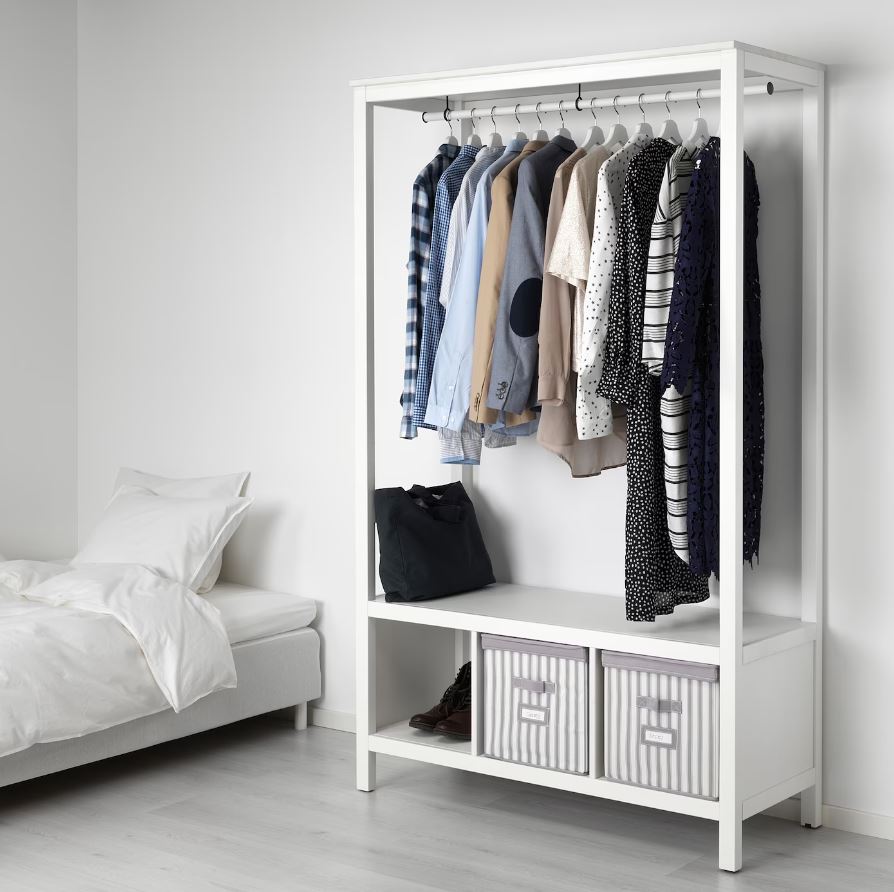 HEMNES Kleiderschrank, offen, weiß las