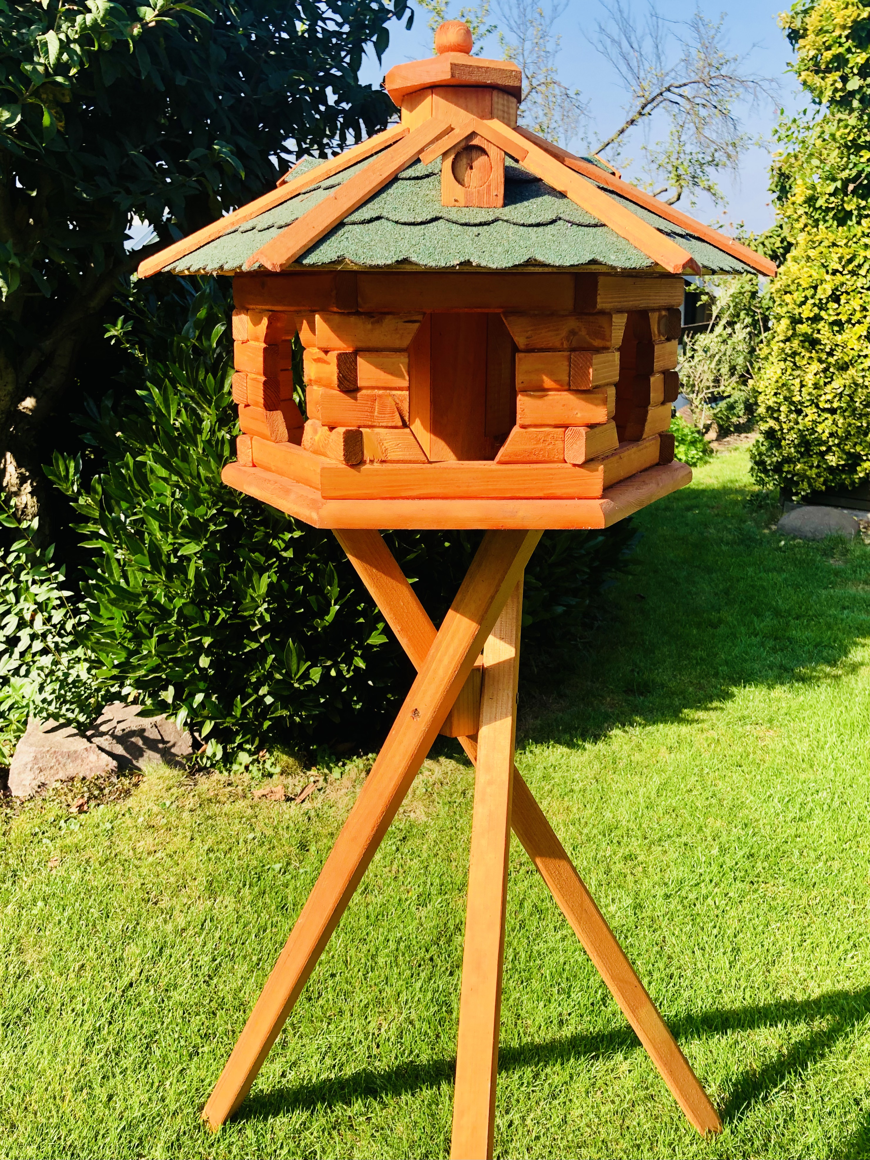 DARLUX Ersatz-Holzdeckel Für Sechseck-XL-Vogelhäuser & Villen – Braun, 85 Mm Hoch, Ø 140 Mm, Mit Knauf